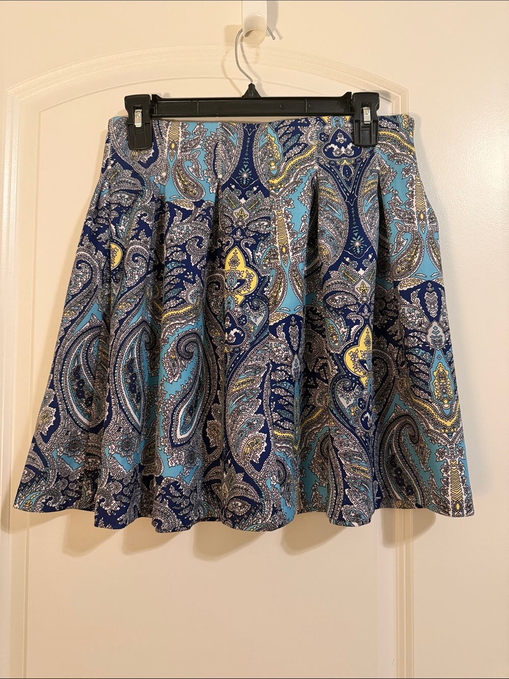 INC International Concepts Blue Paisley Skater Skirt